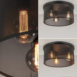 Fashion Straluma Plafondlamp 3L cilinder gaas zwart 44cm