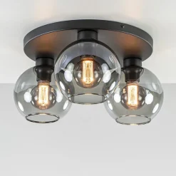 Best Sale Straluma Plafondlamp 3L zwart  bolglas smoke