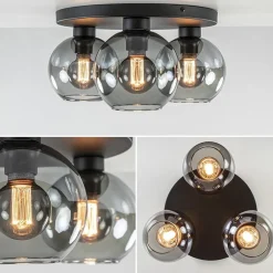 Best Sale Straluma Plafondlamp 3L zwart  bolglas smoke