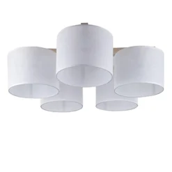 Shop Straluma Plafondlamp 5-lichts hout/cilinderkap wit
