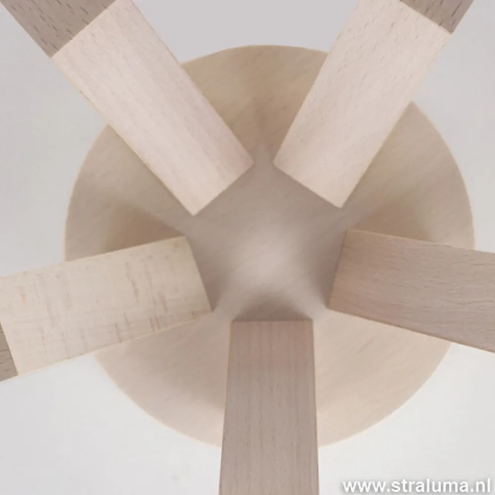 Shop Straluma Plafondlamp 5-lichts hout/cilinderkap wit