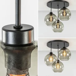 Flash Sale Straluma Plafondlamp 3-lichts zwart + smoke glas 25cm