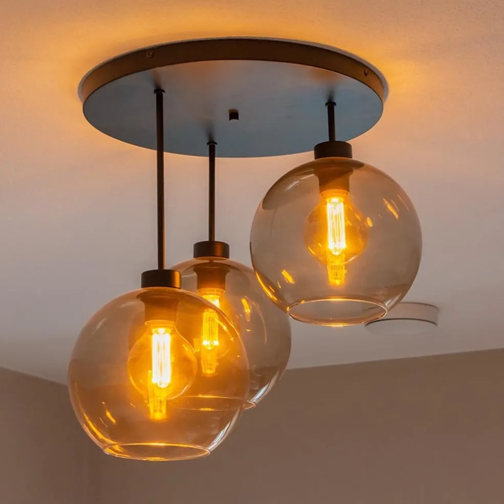Flash Sale Straluma Plafondlamp 3-lichts zwart + smoke glas 25cm