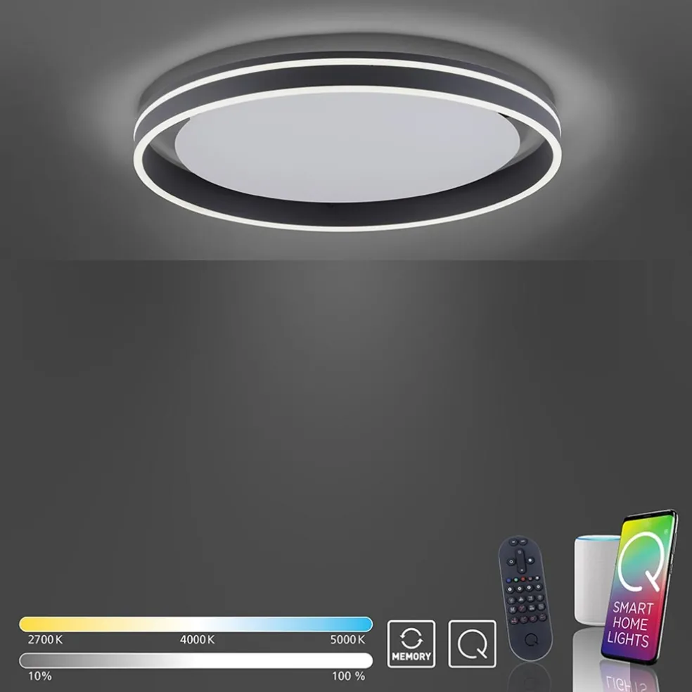 Online Straluma Plafondlamp Q-Vito 59 zwart smart+remote