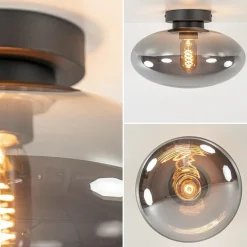 Best Straluma Plafondlamp Reflexion zwart+smoke glas
