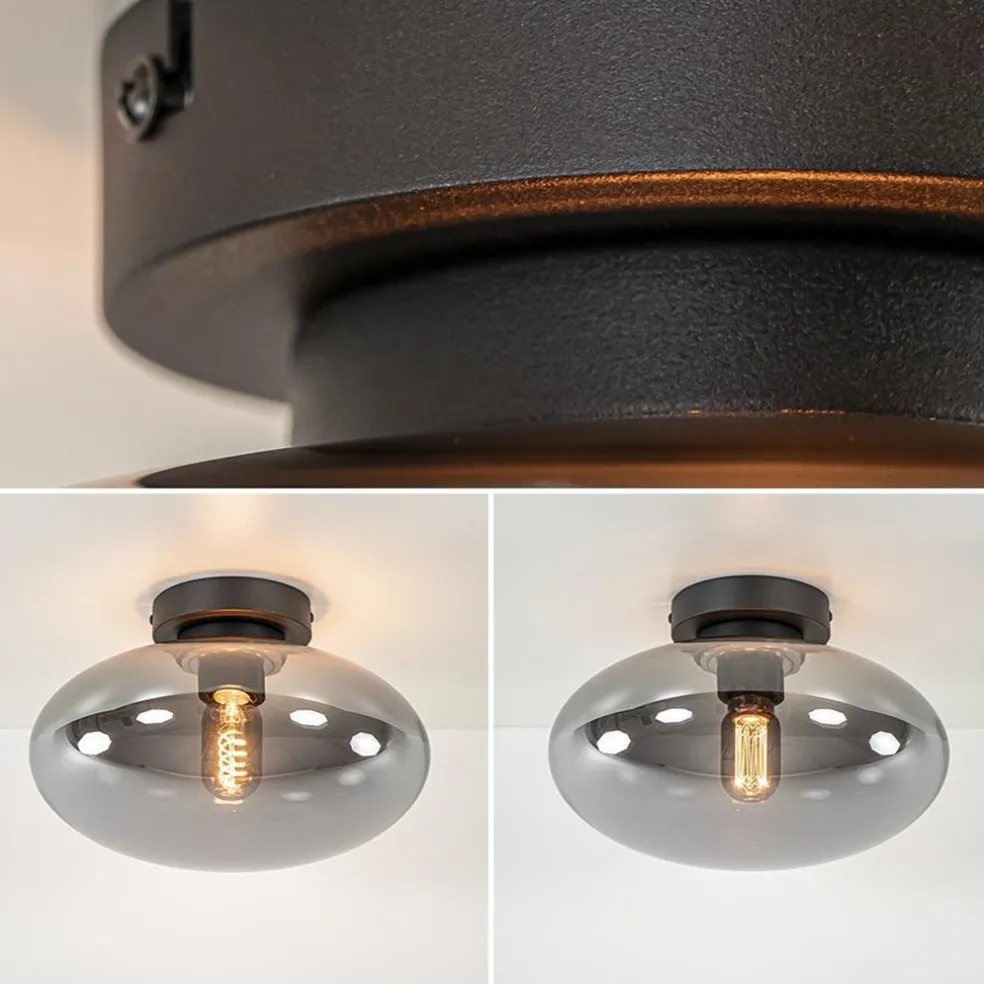 Best Straluma Plafondlamp Reflexion zwart+smoke glas