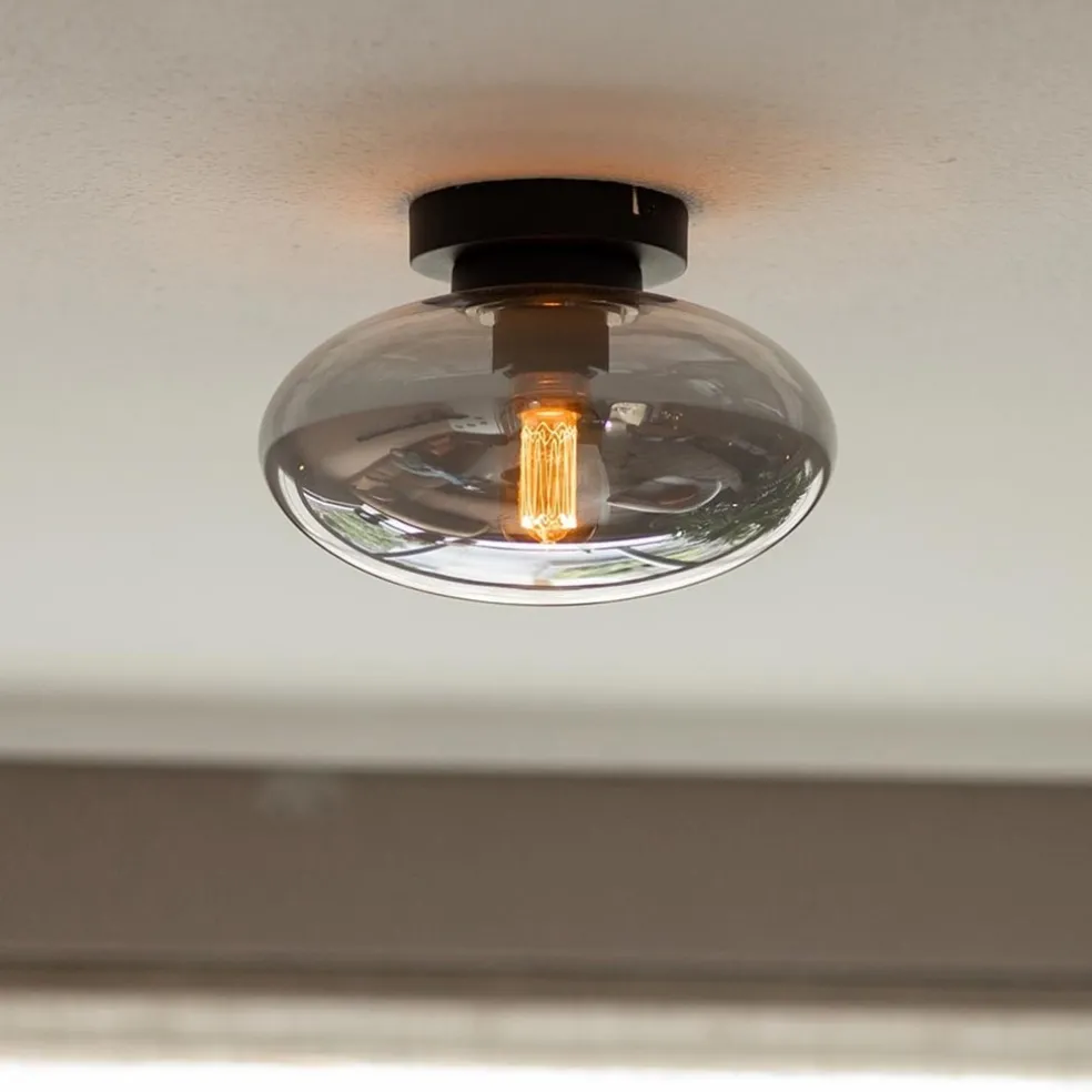 Shop Straluma Plafondlamp Reflexion zwart+smoke glas