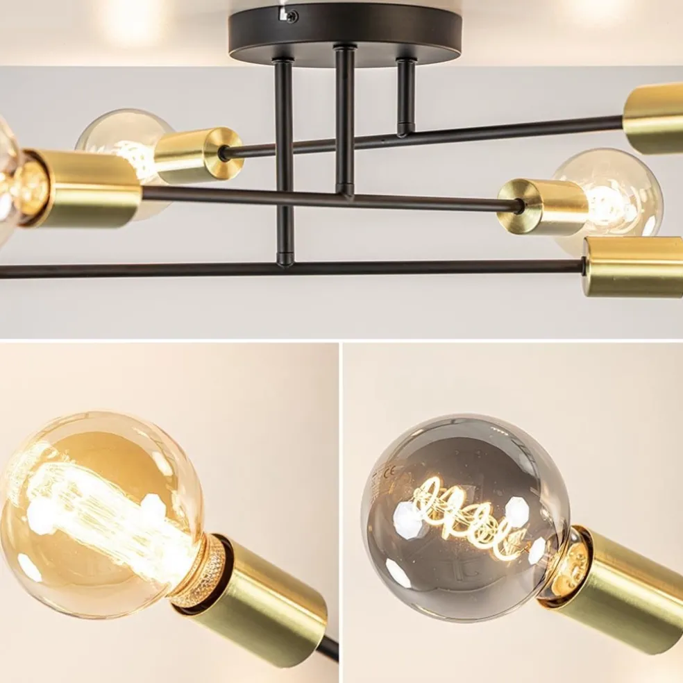 Discount Straluma Plafondlamp Sticks 6L zwart/goud