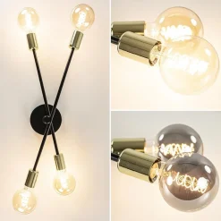 New Straluma Plafondlamp Sticks 4L zwart/goud excl. e27 l.b.