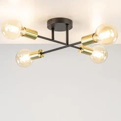 Online Straluma Plafondlamp Sticks 4L zwart/goud