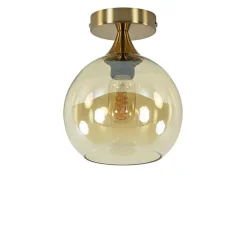 Discount Straluma Plafondlamp toilet goud met amber glas