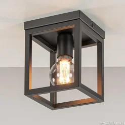 Hot Straluma Plafondlamp vierkant frame klein zwart