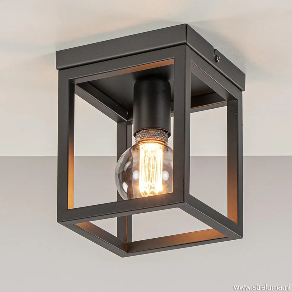 Hot Straluma Plafondlamp vierkant frame klein zwart