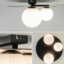 Online Straluma Plafondlamp zwart met 3 witte bollen