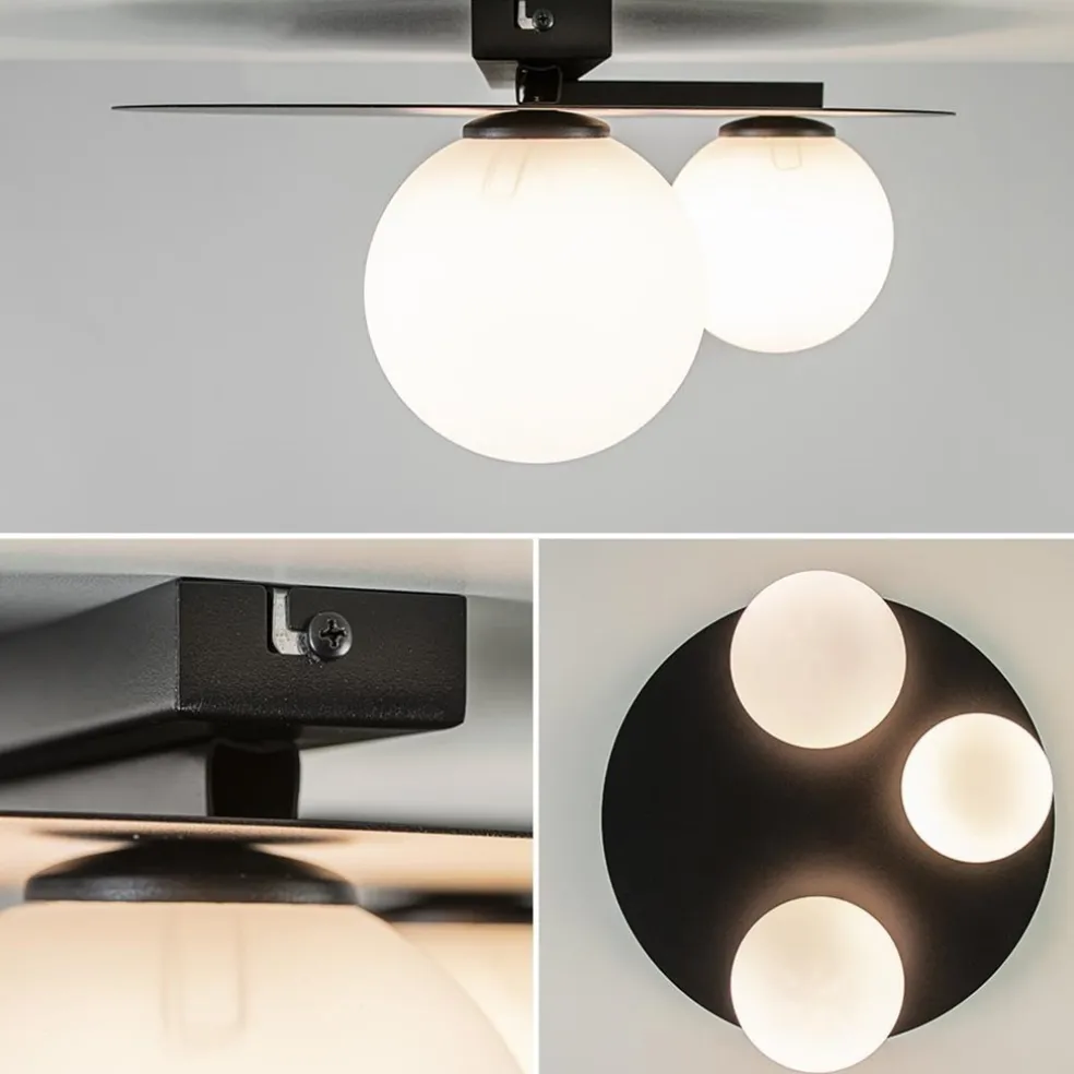 Online Straluma Plafondlamp zwart met 3 witte bollen