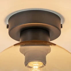 Discount Straluma Plafondlamp zwart met amber glas 20 cm