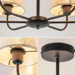 New Straluma Plafondlamp zwart met beige kapjes