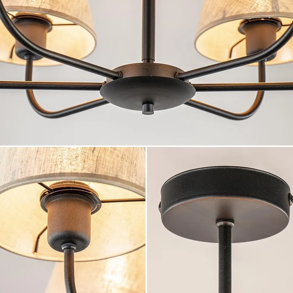 New Straluma Plafondlamp zwart met beige kapjes