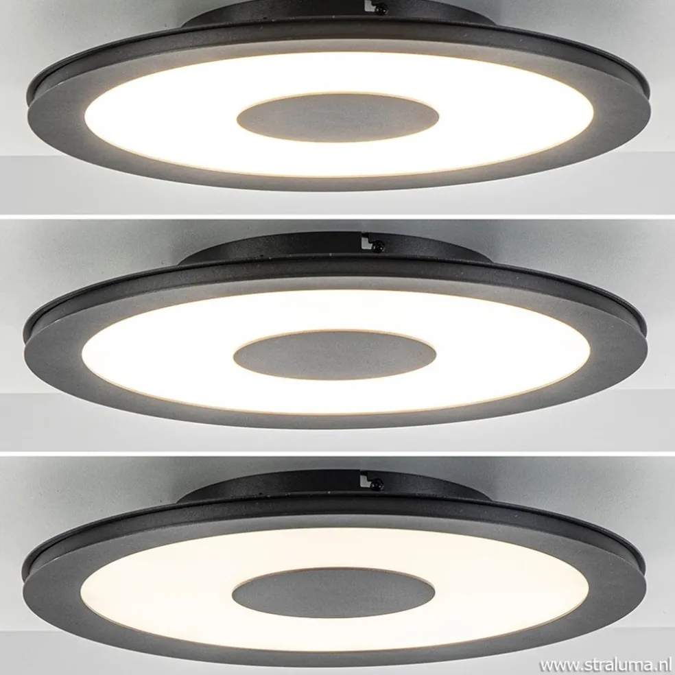 Best Straluma Plafondlamp zwart rond 38cm 3-st.dim.