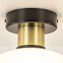 Cheap Straluma Plafondlamp zwart/goud met opaal glas 30 cm