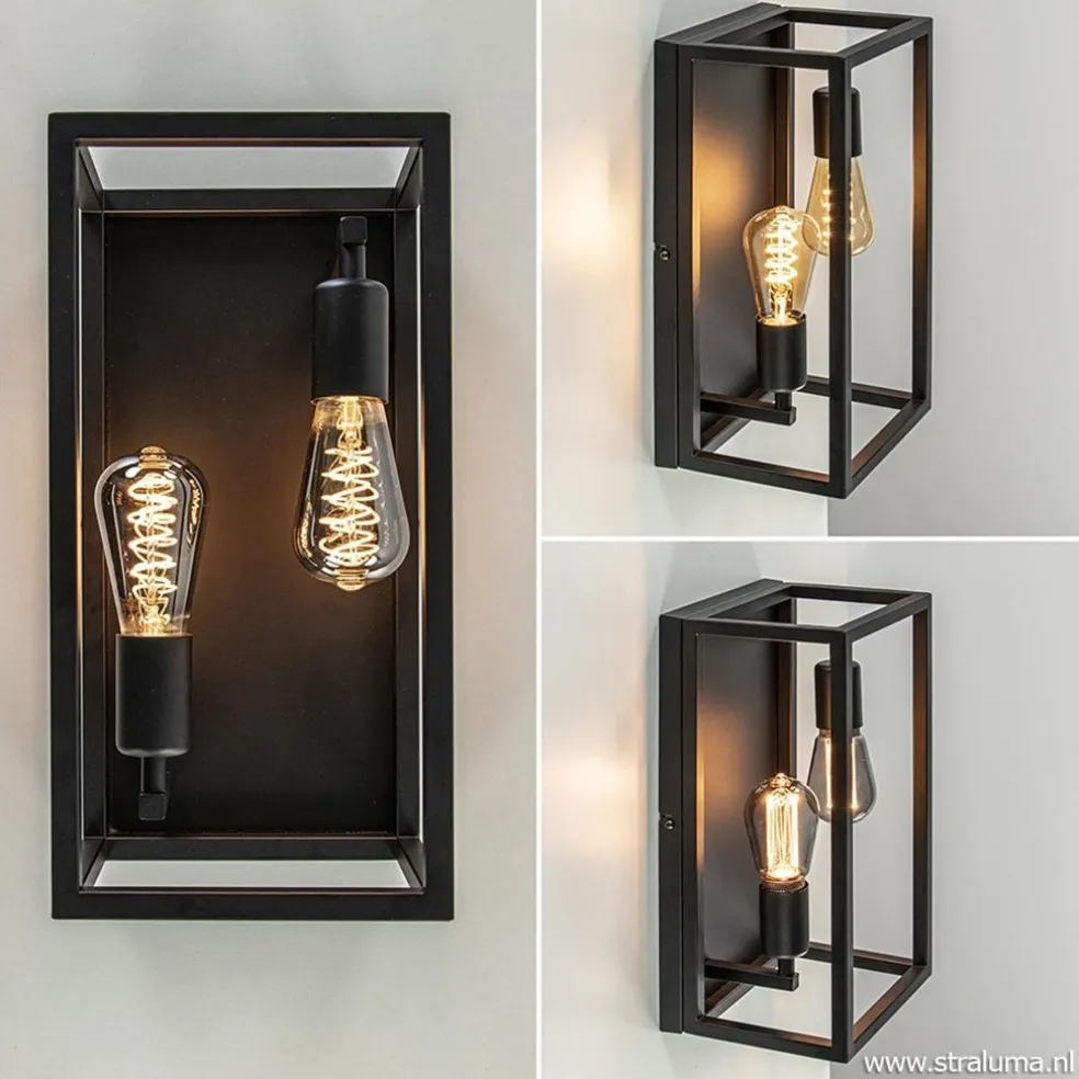 New Straluma Plafondlamp/wandlamp zwart open frame