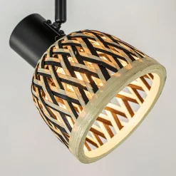 New Straluma Plafondlamp/wandlamp zwart met bamboe kap verstelbaar