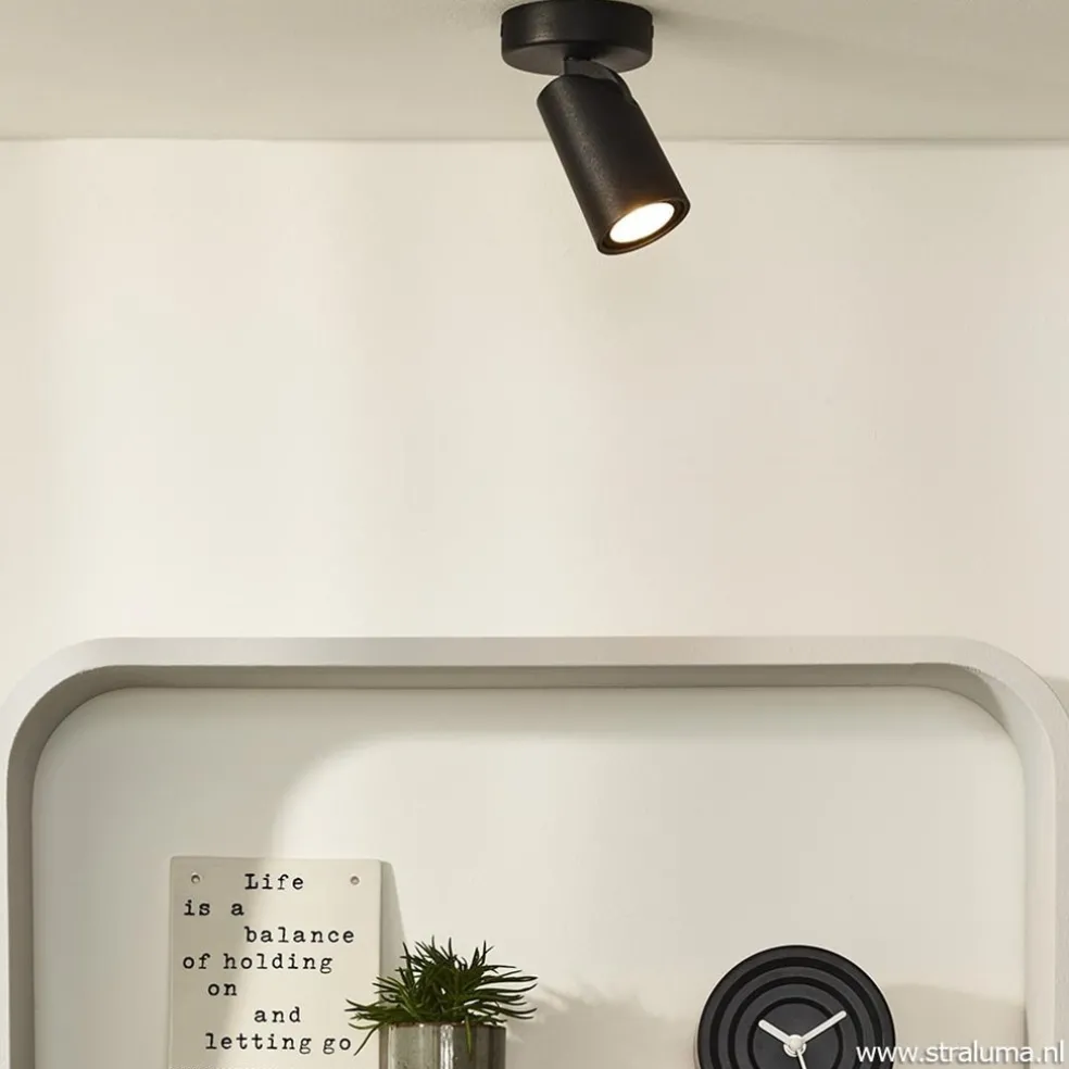 Shop Straluma Plafondspot enkel zwart incusief GU10 dim to warm