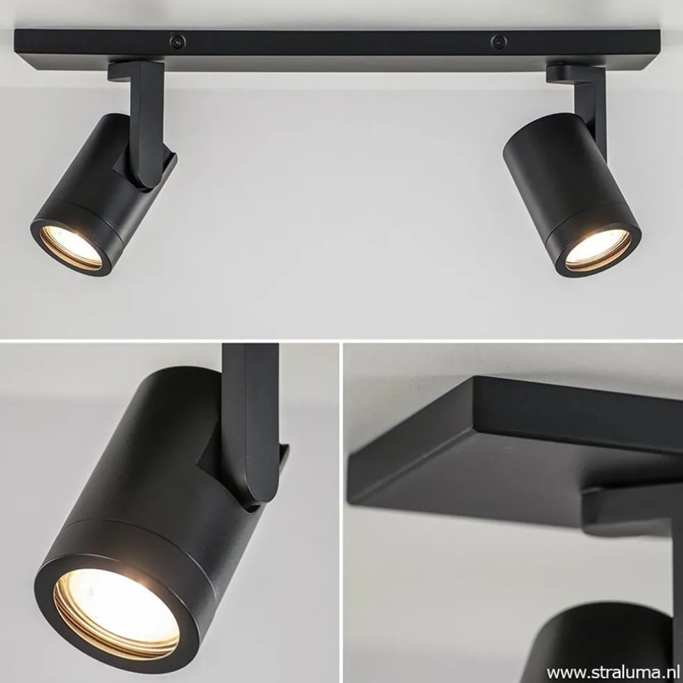 Outlet Straluma Plafondspot Halo 2L op balk zwart