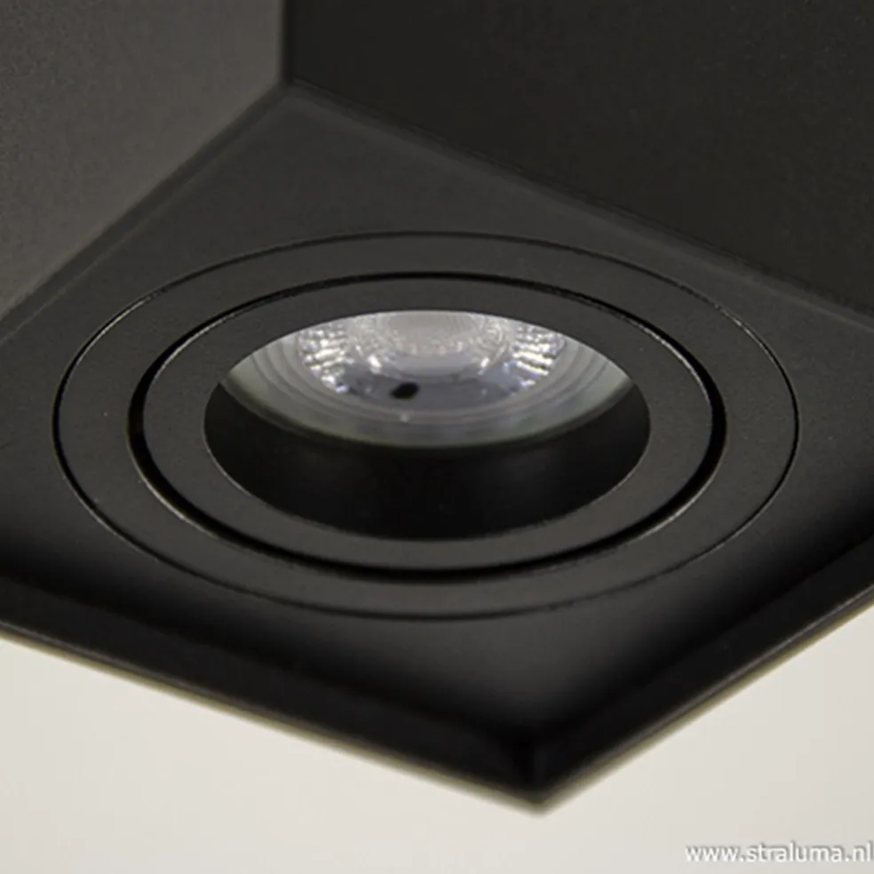 Cheap Straluma Plafondspot kubus zwart kantelbaar gu10