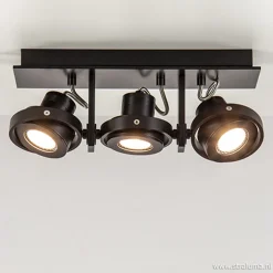 Discount Straluma Plafondspot 3L op balk zwart gu10 incl.
