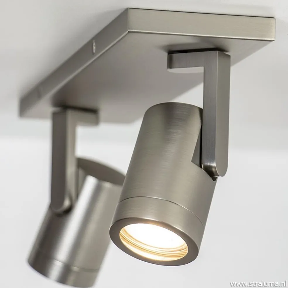 Shop Straluma Plafondspot 2-licht op balk nikkel gu10