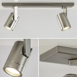 Shop Straluma Plafondspot 2-licht op balk nikkel gu10