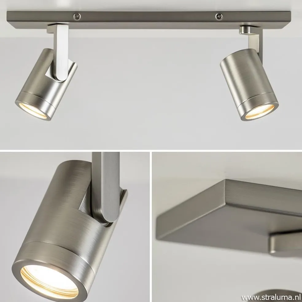 Shop Straluma Plafondspot 2-licht op balk nikkel gu10
