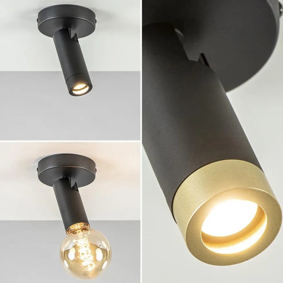 Shop Straluma Plafondspot 1-lichts mat zwart/goud