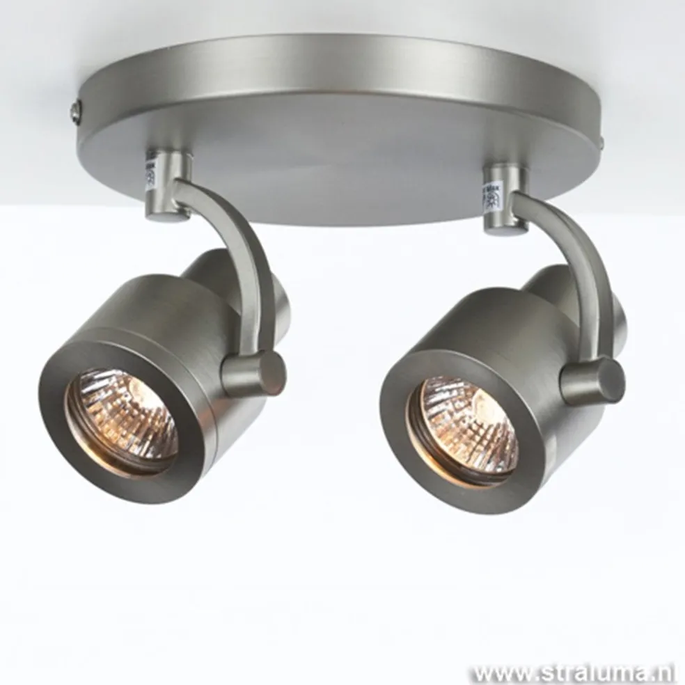 Shop Straluma Plafondspot 2-lichts rond nikkel gu10