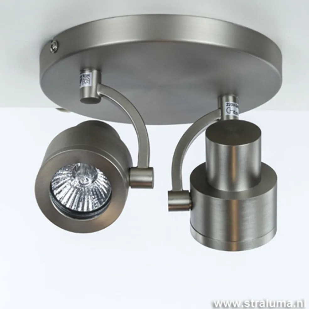Shop Straluma Plafondspot 2-lichts rond nikkel gu10