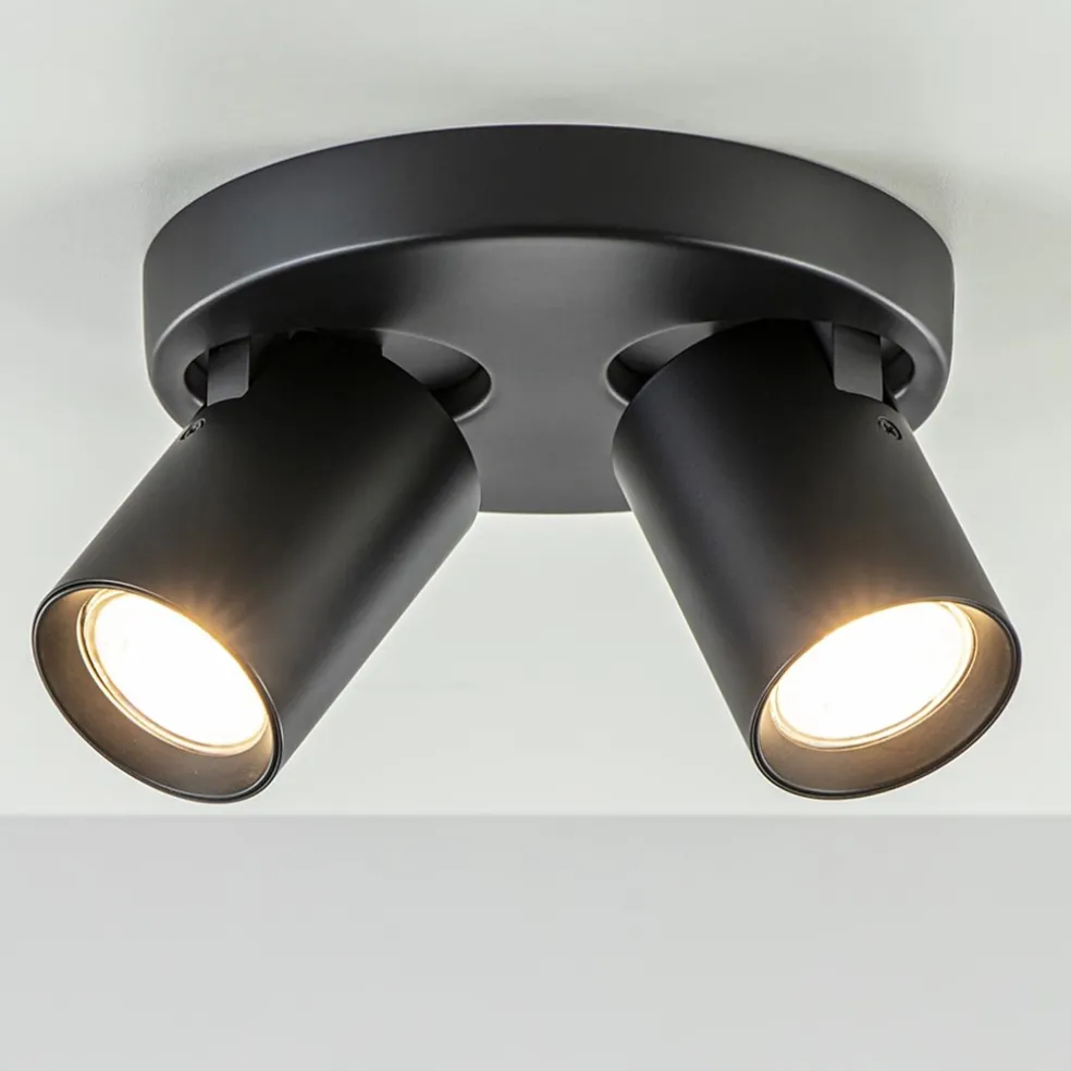 Store Straluma Plafondspot Oliver 2L rond zwart gu10