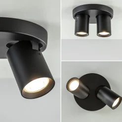 Store Straluma Plafondspot Oliver 2L rond zwart gu10