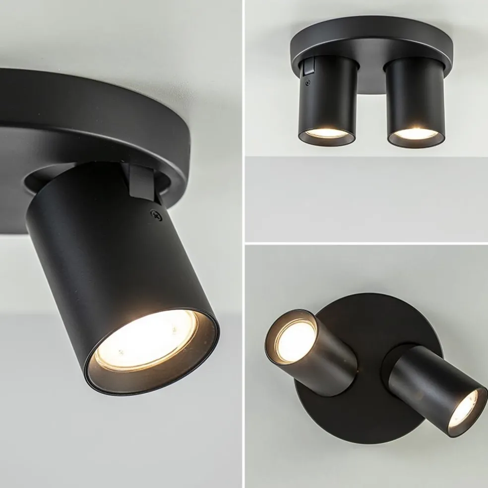 Store Straluma Plafondspot Oliver 2L rond zwart gu10