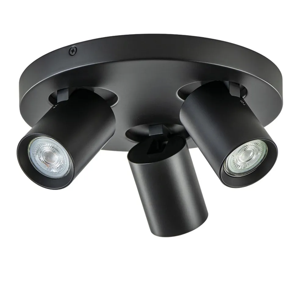 Cheap Straluma Plafondspot Oliver 3L rond zwart gu10