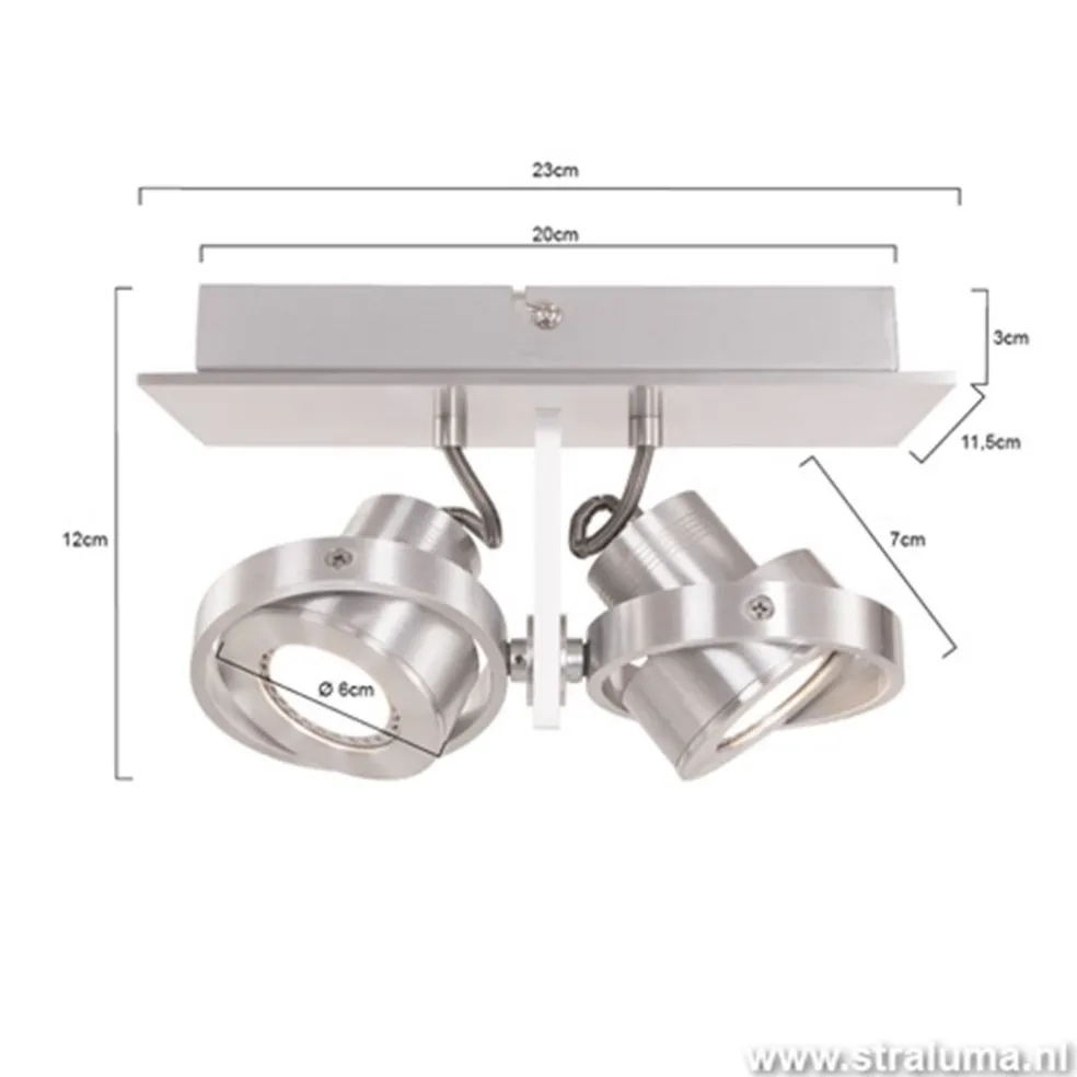 Cheap Straluma Plafondspot Quatro 2L alu led incl.gu10