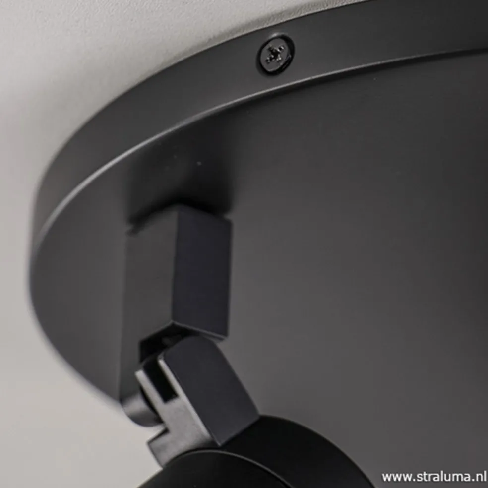 New Straluma Plafondspot Rain 3L rond zwart IP44