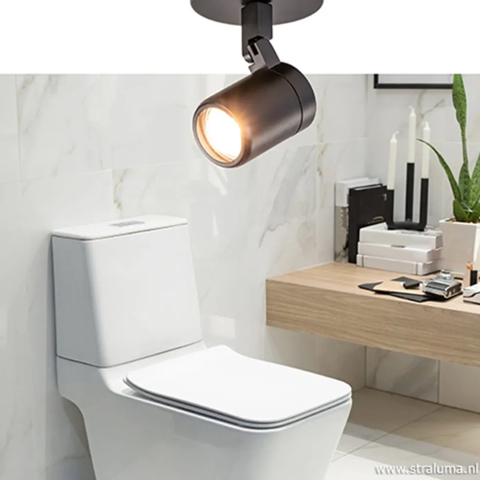 Store Straluma Plafondspot Rain 1L rond zwart gu10 IP44