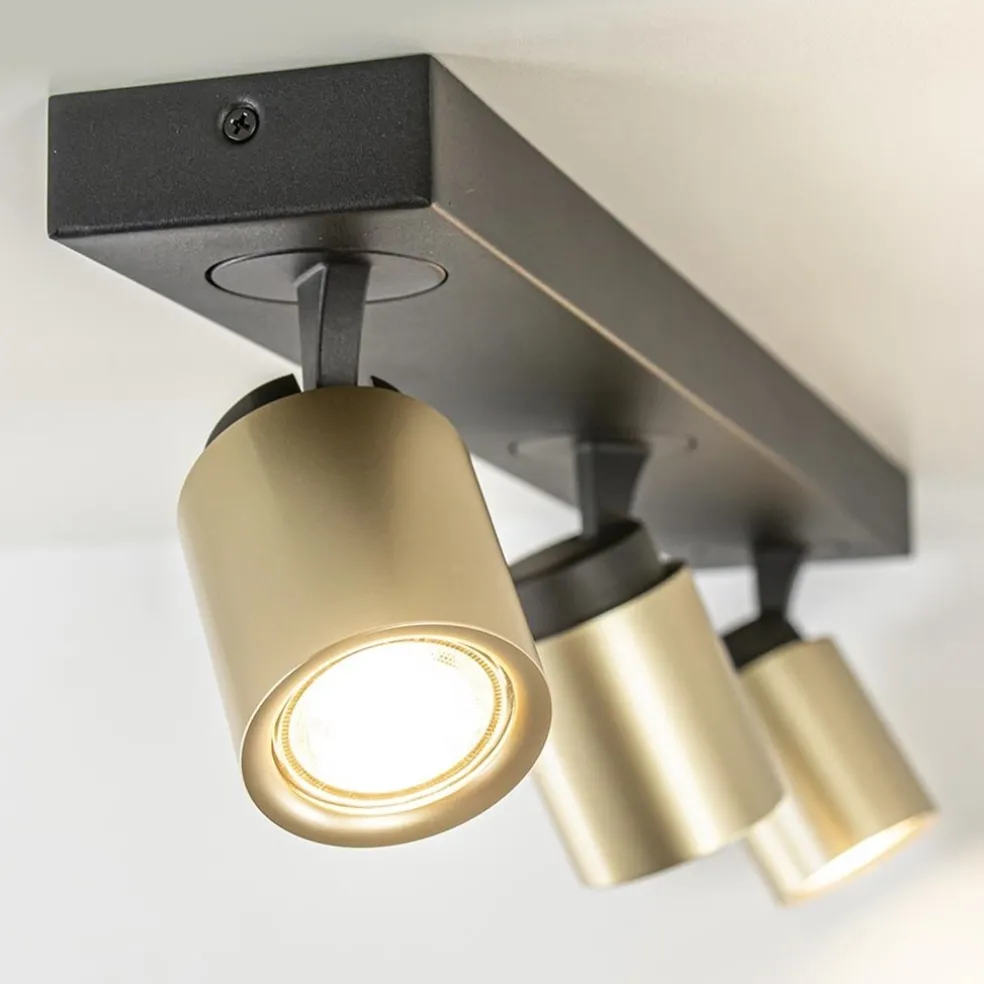 Fashion Straluma Plafondspot Razza 3l balk zwart/goud gu10