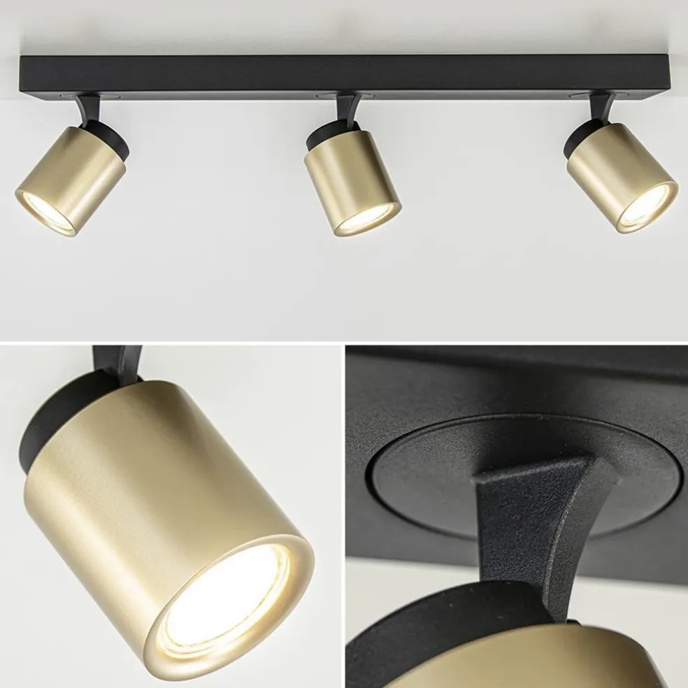 Fashion Straluma Plafondspot Razza 3l balk zwart/goud gu10