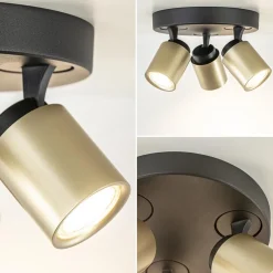 Discount Straluma Plafondspot Razza 3l rond zwart/goud gu10