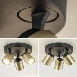 Discount Straluma Plafondspot Razza 3l rond zwart/goud gu10