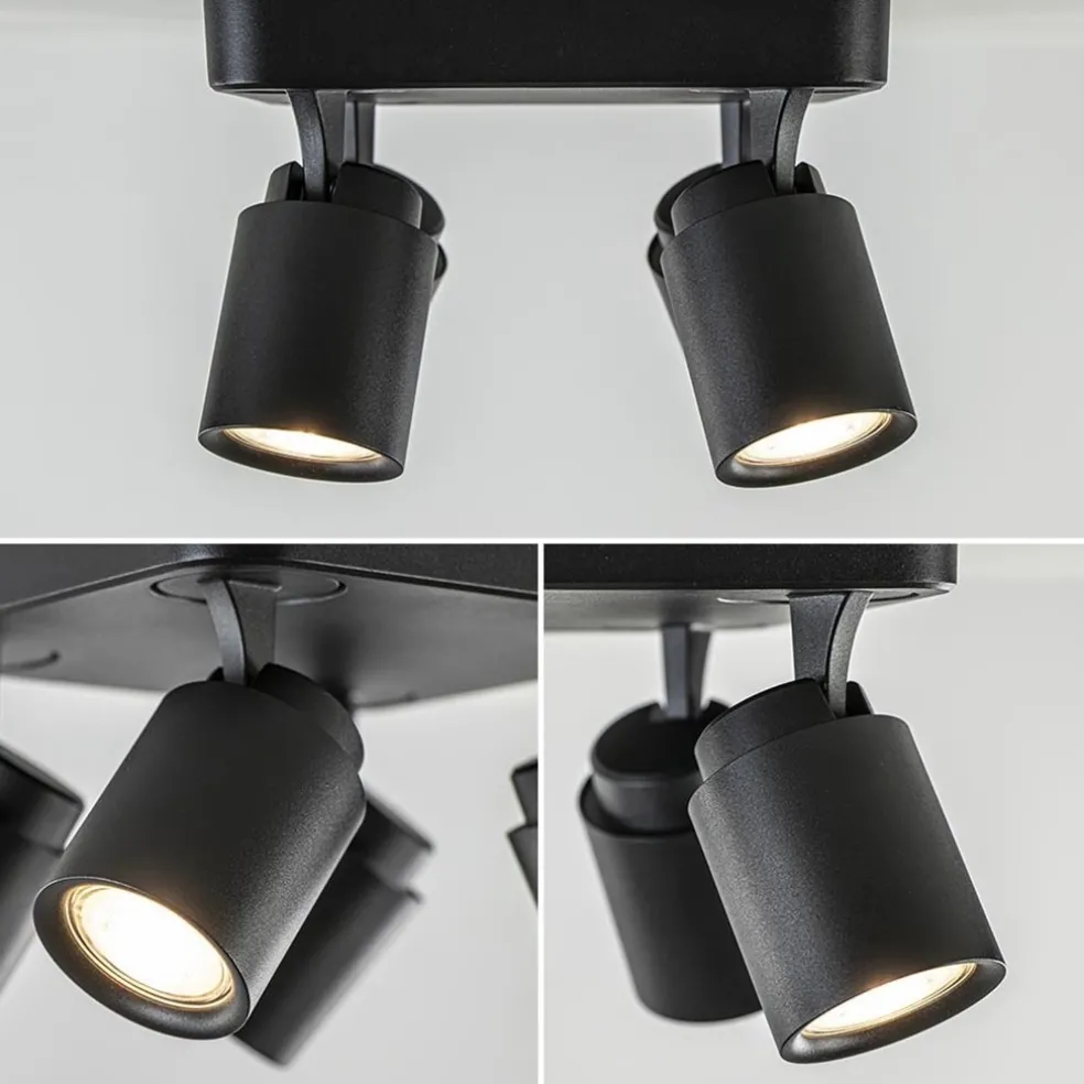 Flash Sale Straluma Plafondspot Razza 4L vierkant zwart gu10