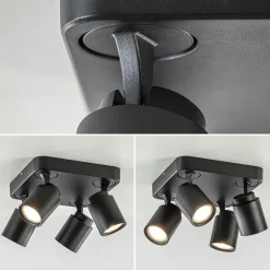 Flash Sale Straluma Plafondspot Razza 4L vierkant zwart gu10