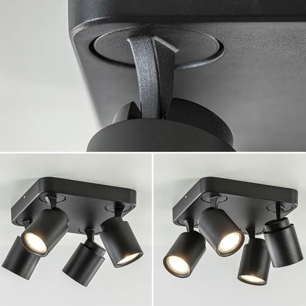 Flash Sale Straluma Plafondspot Razza 4L vierkant zwart gu10